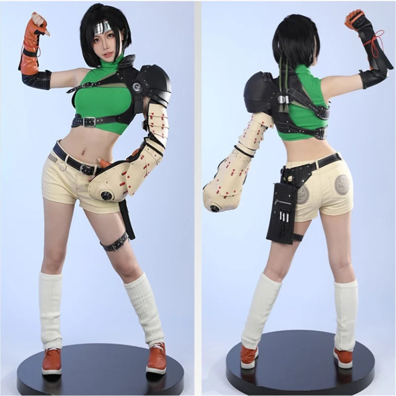 Fantasia de cosplay ff vii yuffie kisaragi, uniforme de batalha sexy, conjunto completo de roupa de festa de halloween