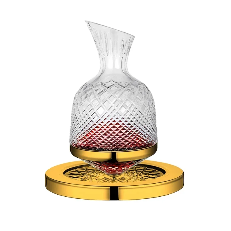 Spinning Crystal Red Wine Decanter, 360 ° Rotating Decanters, Lead-free Glass, Wine Accessories, 1500 ml