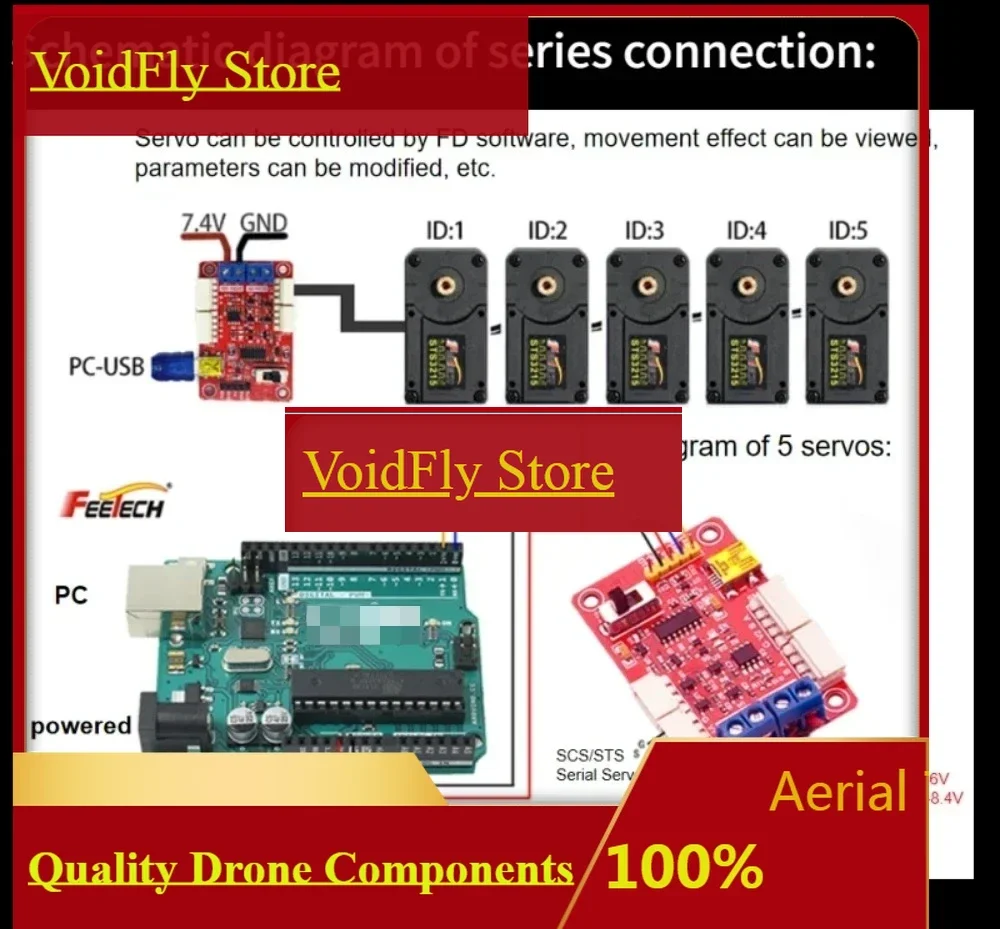 VoidFly 4PCS STS3215 12V 30KG High Torque Smart RC Servo Feetech TTL Serial Bus Robot Servo For SO-ARM100 Teaching Robotic Arm P
