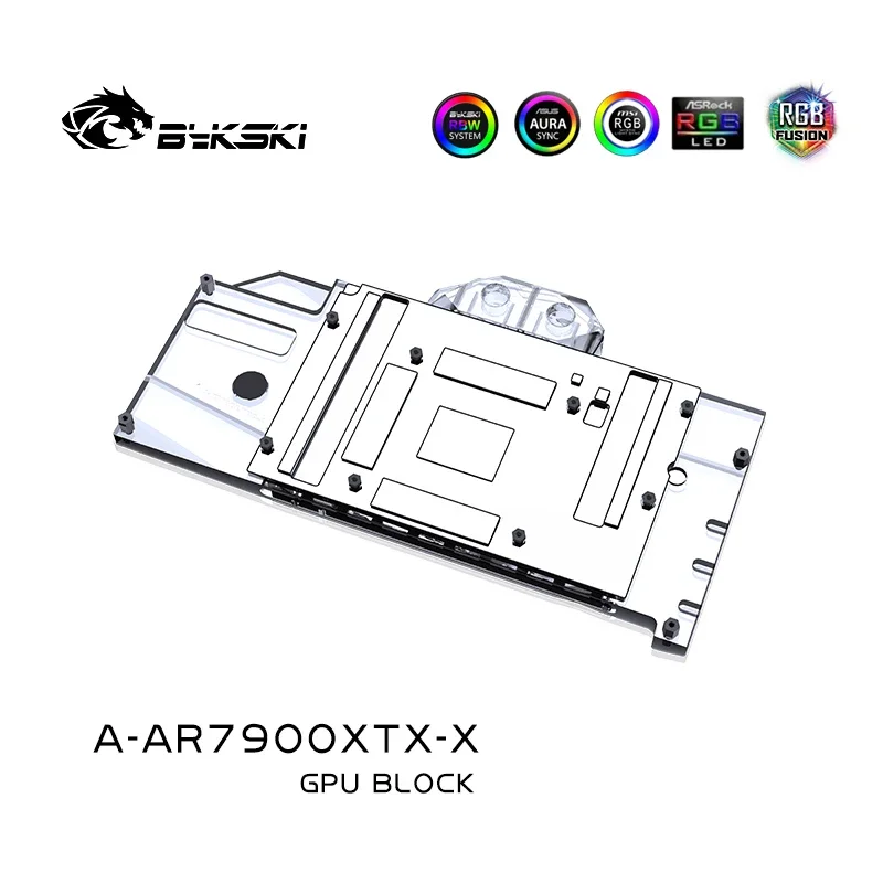 Imagem -02 - Bykski-bloco de Água para Asrock Amd Radeon rx 7900 Xtx Taichi Gpu Card Radiador de Resfriamento de Cobre Rgb Aura A-ar7900xtx-x