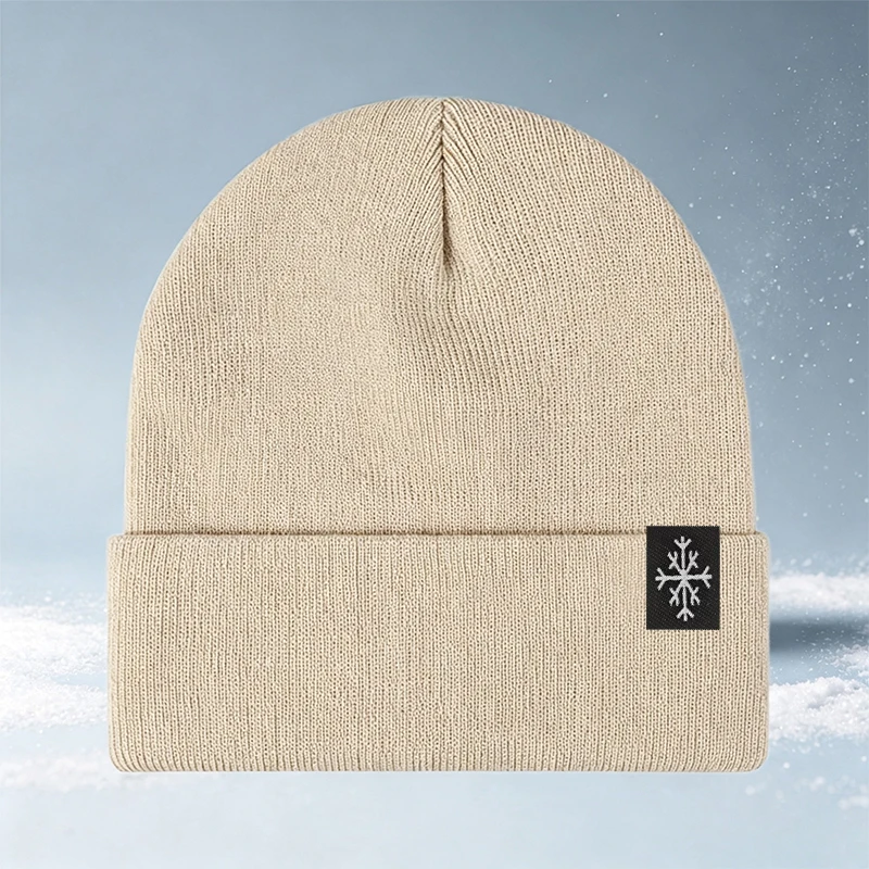 Unisex Cross Embroidery Knit Beanie, Soft Elastic Fold Cuff Ribbed Skull Hat, Multi Solid Color Casual Daily Cap