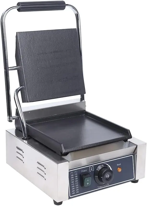 Máquina eléctrica para hacer sándwiches y carne, parrilla para prensa Panini, máquina para hacer gofres de acero inoxidable, máquina para hacer queso a la parrilla con superficie antiadherente para