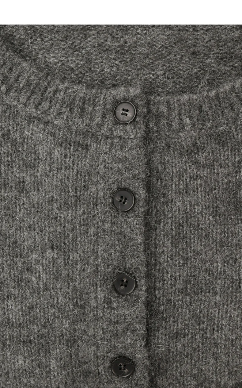 Ethereal 2023 autumn new style of Standard cut short wide neck wool-blend cardigan