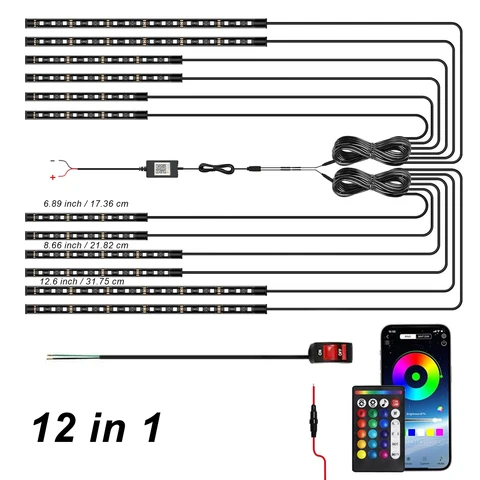 8/12 шт. RGB светодиодная подсветка для мотоцикла, окружающая полоса, приложение с дистанционным управлением, многоцветная ат...