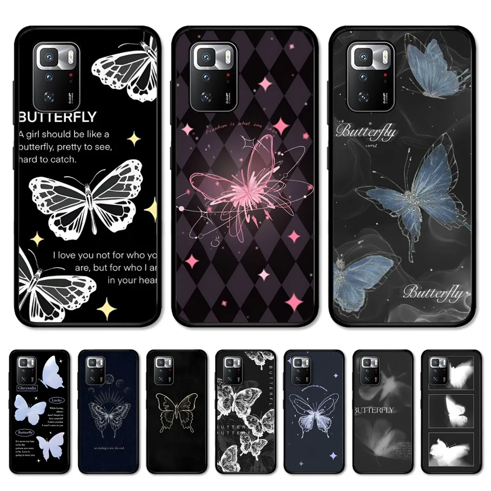 INS Cartoon Butterfly Minimalism Phone Case For Redmi Note 4 X 5 A 6 7 8 T 9 9S 10 11 11S 11Epro Poco M3 Pro