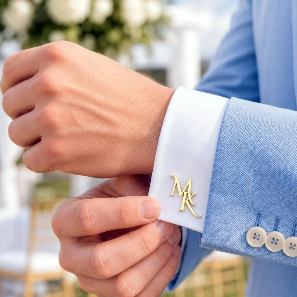 Custom Initial Letter Cufflinks Stainless Steel Personalized Monogram Alphabet Cuff Links Men Wedding Business Shirt JewelryGift