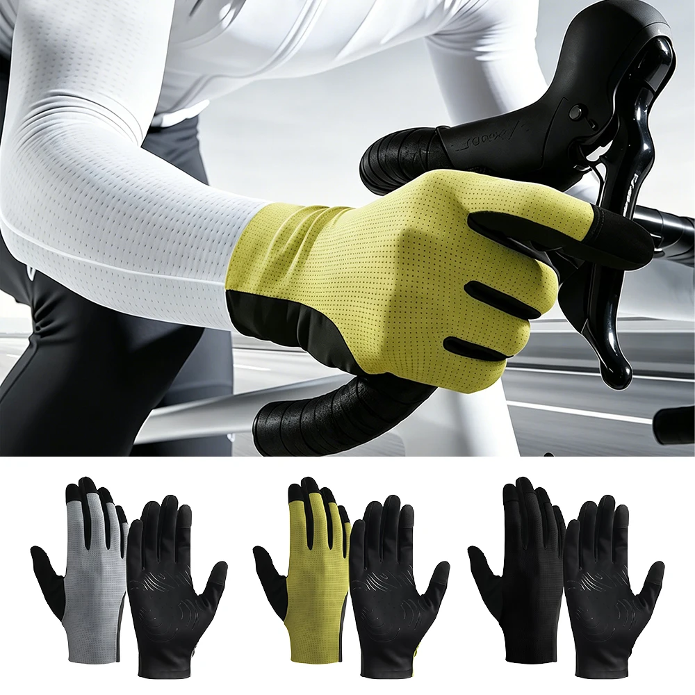 1 Paar dünne Fahrradhandschuhe für Männer und Frauen, atmungsaktive SBR-Anti-Rutsch-Fahrradhandschuhe, Vollfinger-Touchscreen für Mountainbike und Rennrad
