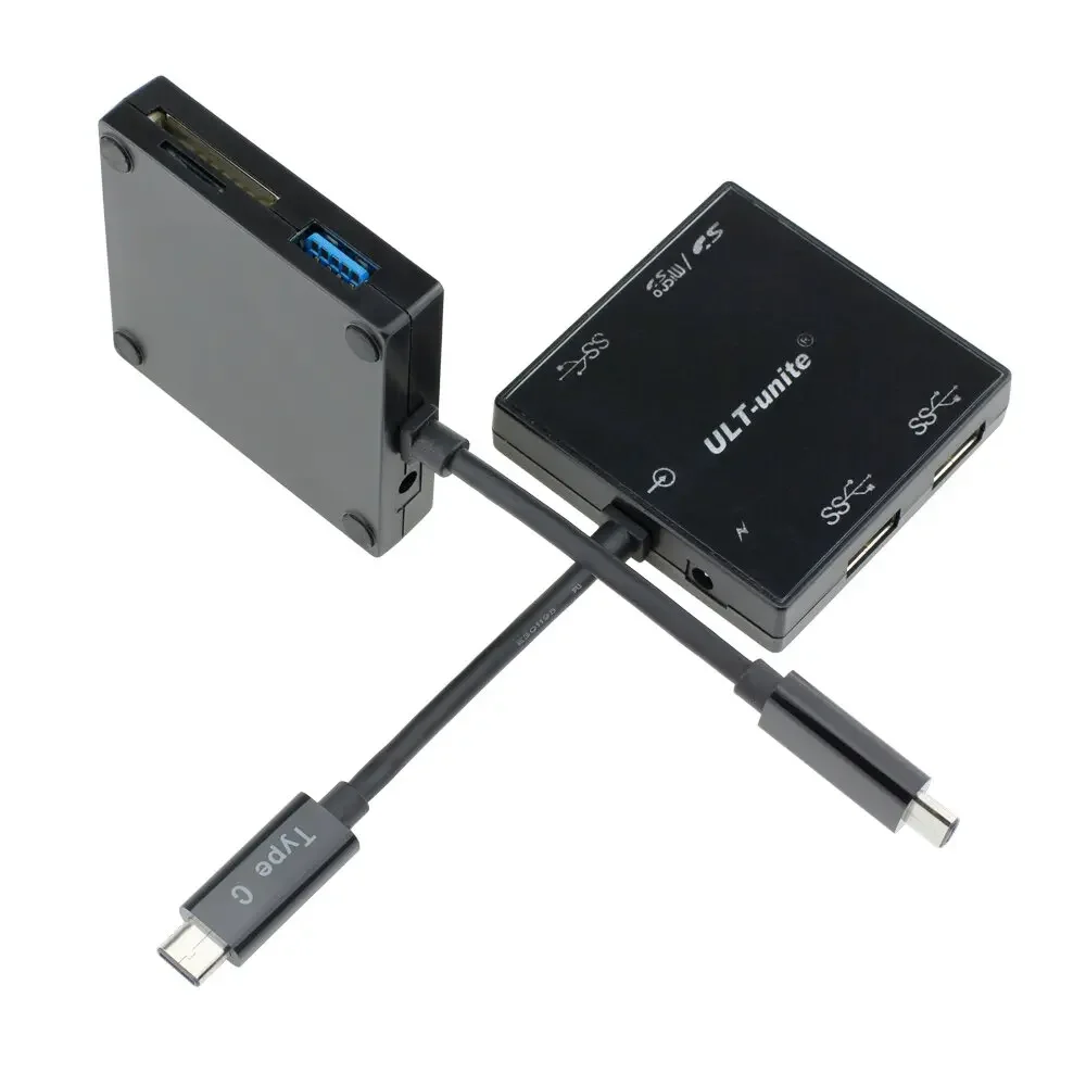 Комбинированный USB-C USB-C — USB3.0 с 3 портами USB 3.0 1 слотом для SD-карты и 1 слотом для карт MicroSD, концентратор Type-C + устройство считывания карт