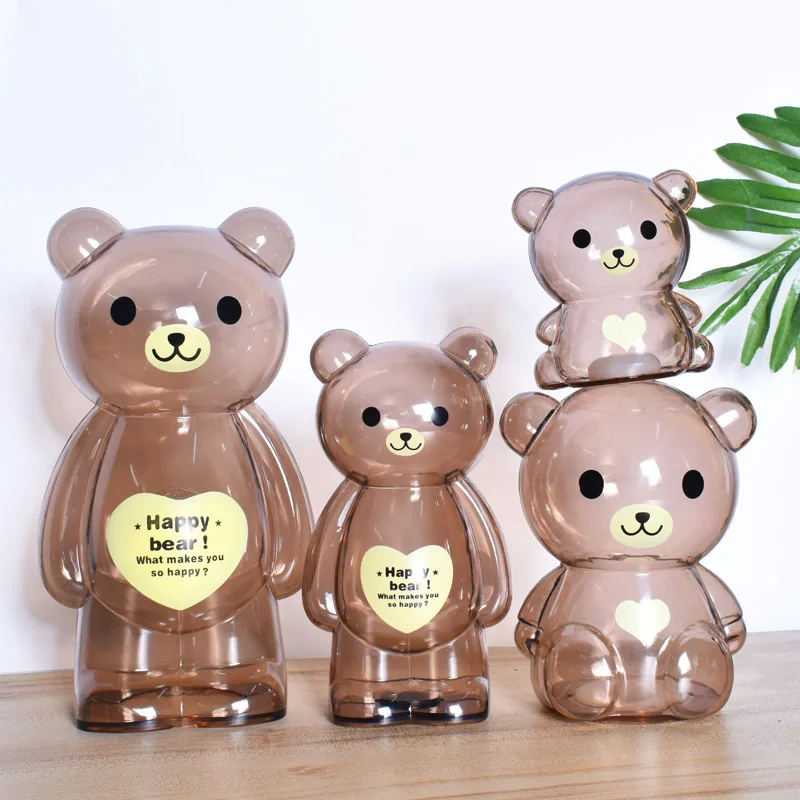 Plastic Coin Piggy Banks Bear Piggy Shape Transparent Cartoon Money Bank Creative Gift for Kids Perfect for Kids Birthday Gift
