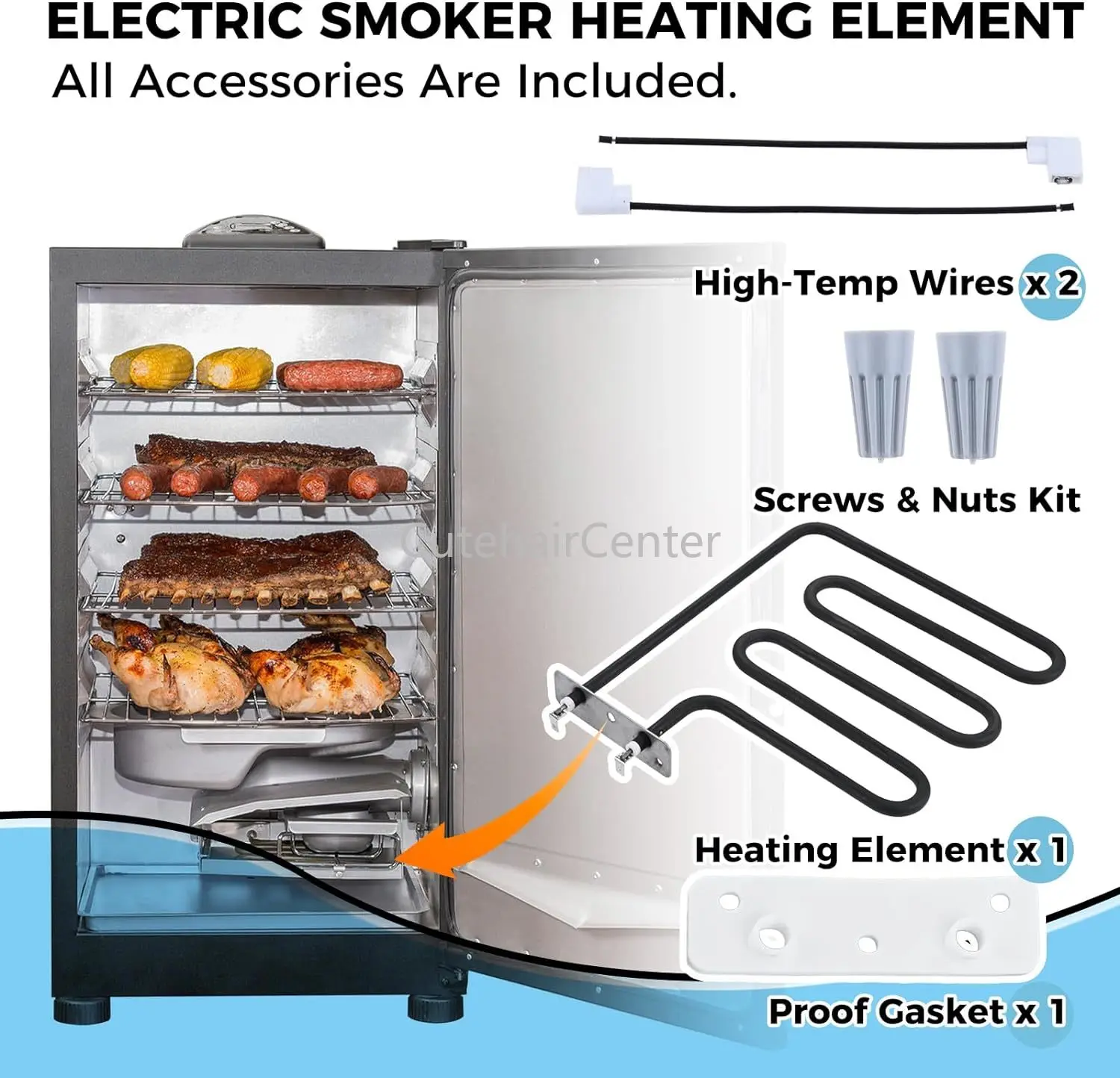 800 Watts Smoker Heating Element Kit 9907090033 Replace for Masterbuilt Char-Broil Digital 30\