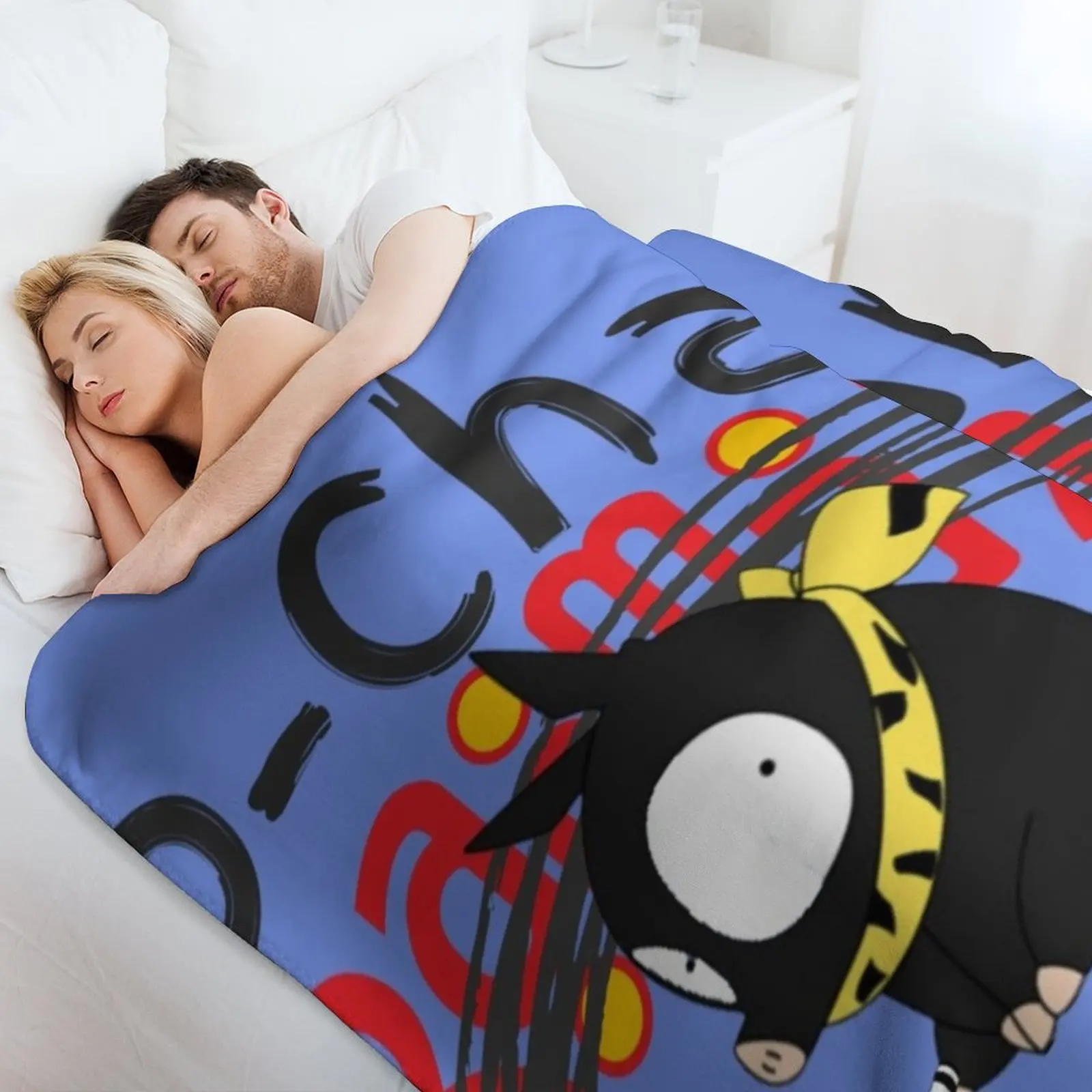 شعار P-Chan Ranma (خلفية زرقاء) SILLYFUN ON REDBUBBLE.COM (جودة منخفضة إذا كانت) رمي بطانية الفلانيل