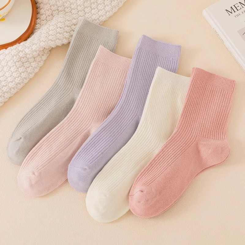 

Women Socks Long New High Quality Candy Color Crew Socks Japanese Fashion Cotton Breathable Fresh Colorful Socks Middle Tube