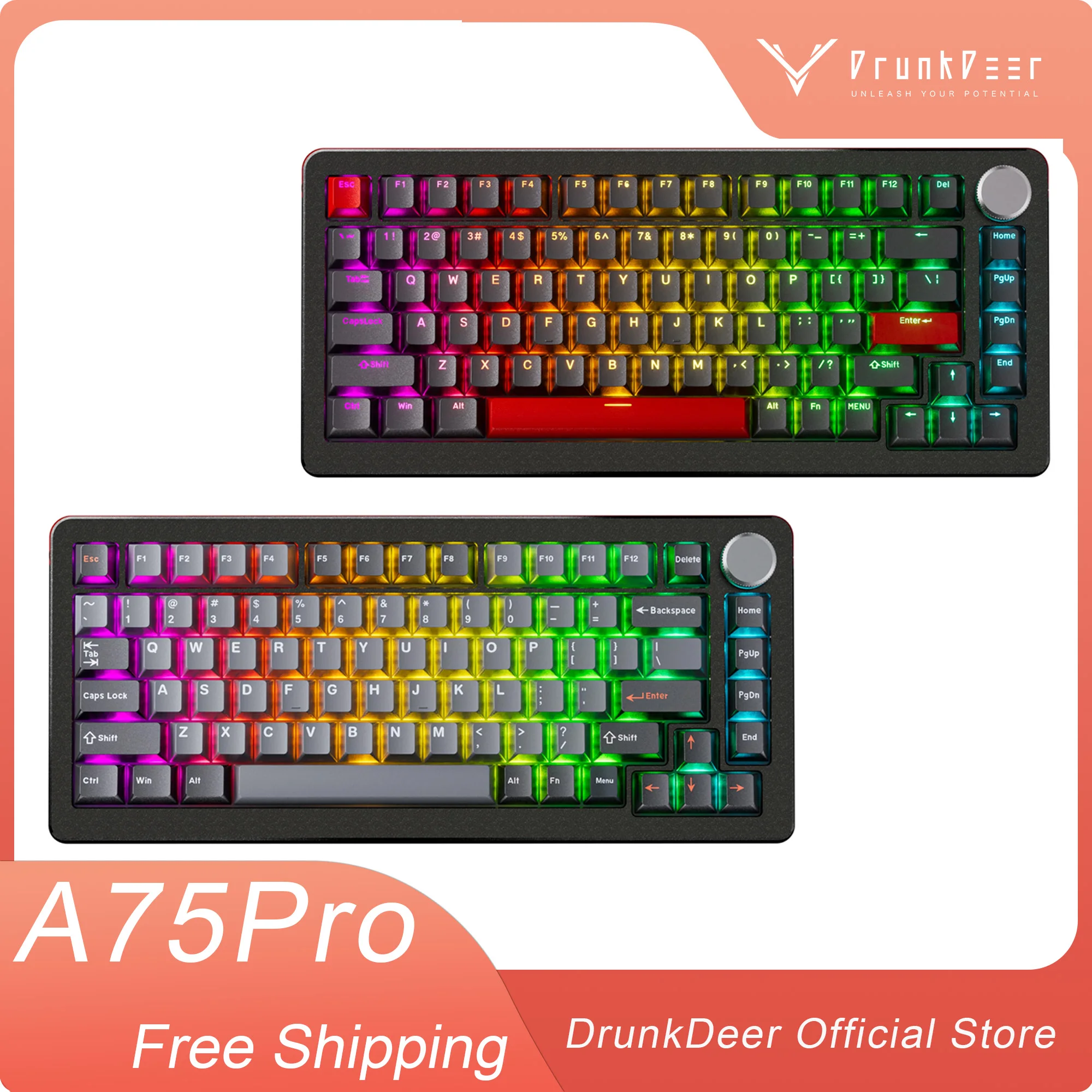 DrunkDeer A75 Pro Rapid Trigger Mechanical Keyboard,TKL Gaming Keyboards, Hyper Fast Magnetic Switch Keyboard, Compact 82 Keys