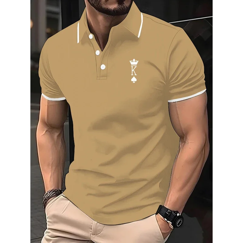 

Новая мужская рубашка поло, однотонная классическая рубашка поло, мужская рубашка поло с короткими рукавами, повседневная деловая социальная рубашка поло высшего качества, мужская