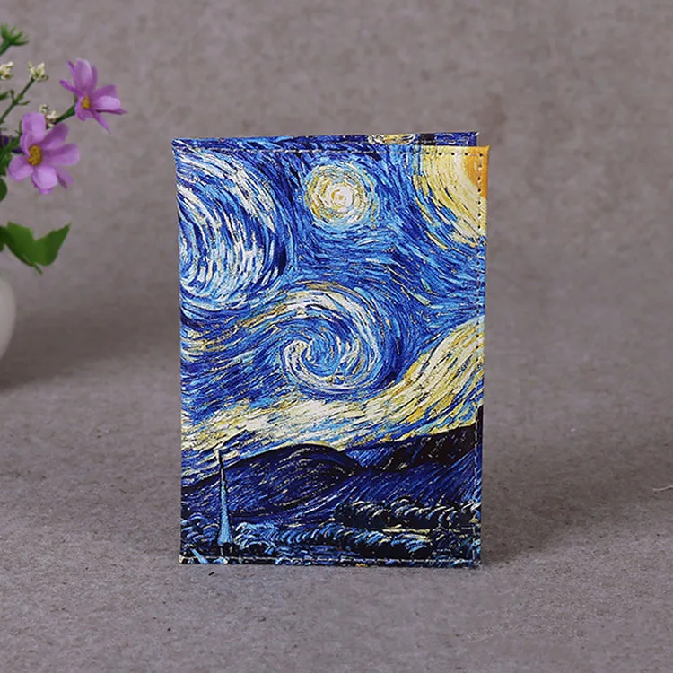 Art Starry Sky Passport Cover van gogh Classical Travel Women Passport Holder Desinger ID Passport Case