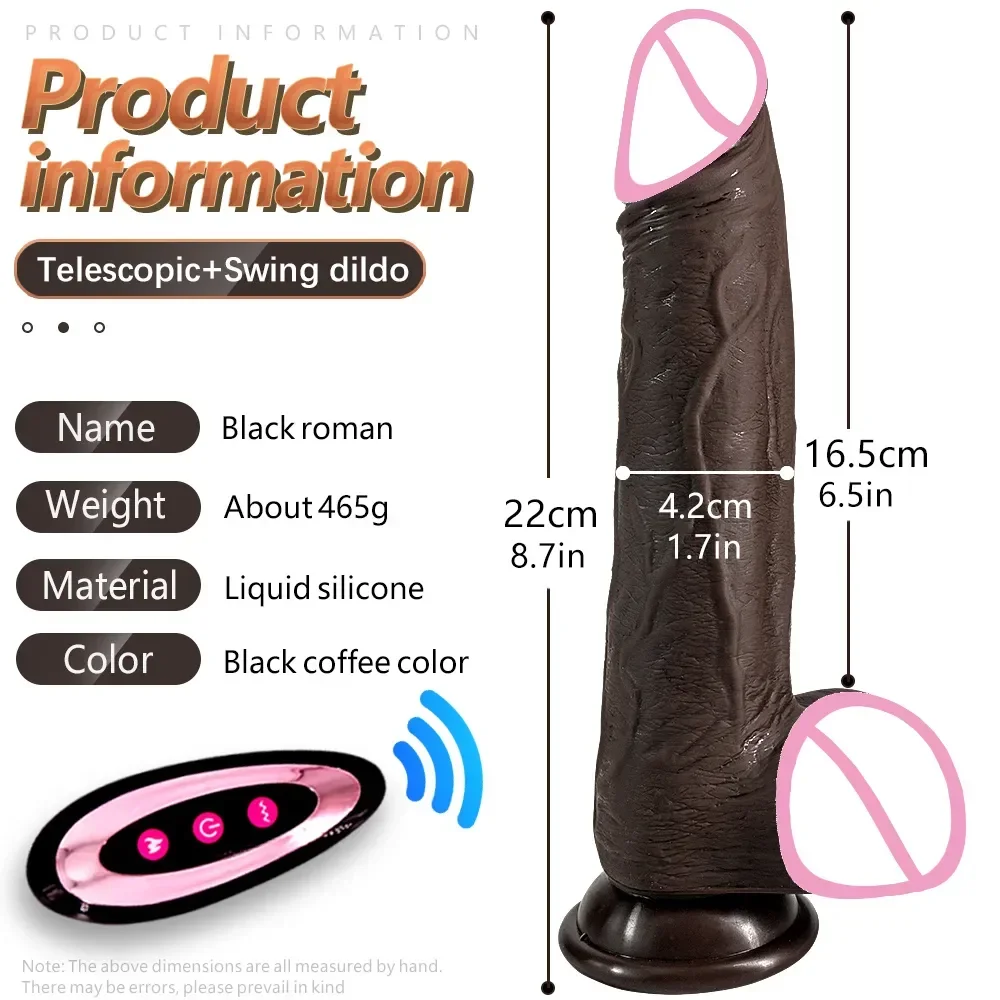 Black Big Penis 8.7in Telescopic Heating Dildo Vibrator Massage Automatic Huge Realistic Penis G-spot Vibrator Gay Sex Adult 18