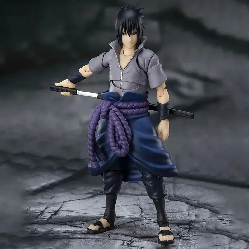 En Stock NARUTO SHF Uchiha Sasuke Anime figura de acción modelo de juguete 14cm muñeca móvil conjunta regalo creativo colección regalo de vacaciones