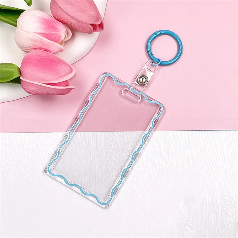 Korean Acrylic Card Holder Idol Card Holder Pendant Keychain ID Bus Cards Protector Keyring Card Sleeve Creative Stationery