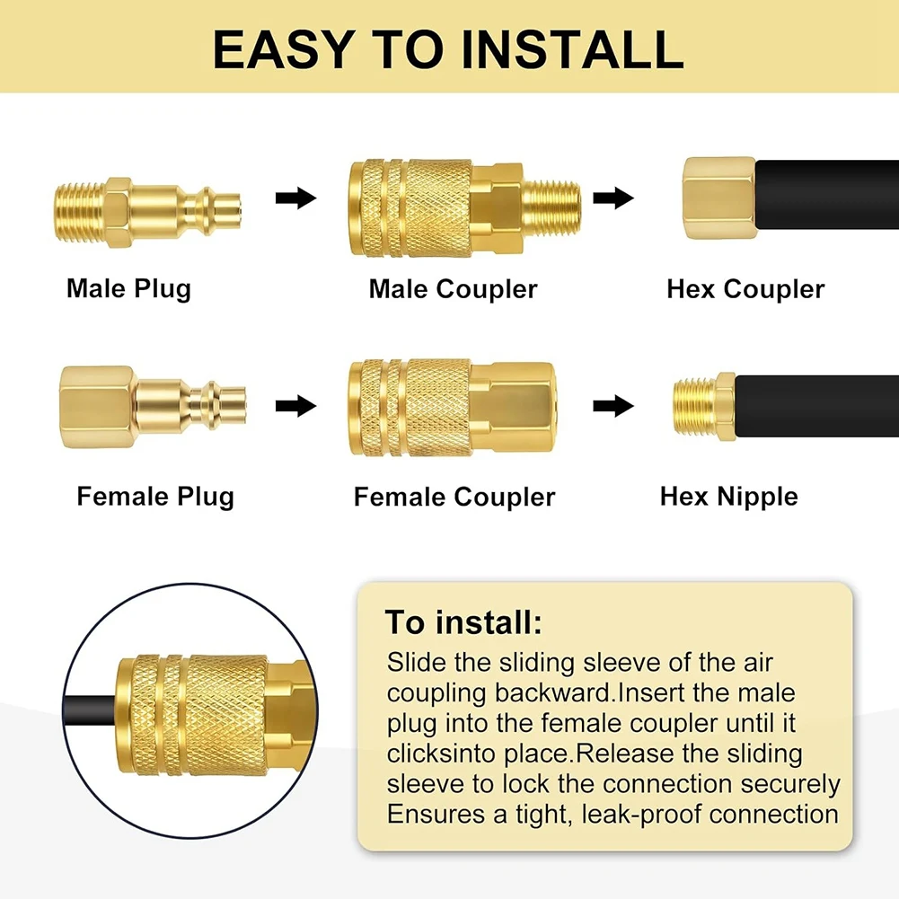 

Комплект фитингов для воздушных шлангов, 45 шт., быстроразъемное соединение NPT 1/4 дюйма, аксессуары для воздушного компрессора промышленного класса M/D