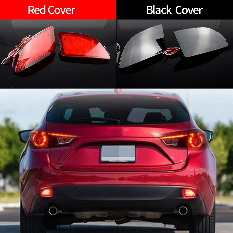 

2 шт. светодиодный отражатель заднего бампера, стоп-сигналы для Mazda 3 Axela BM BL 5D Hatchback, показ как хвост, тормоз и задние противотуманные фары
