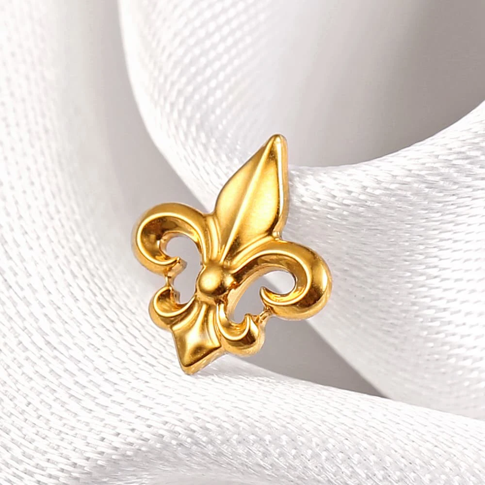 Casvort 1 Stück Vintage Barock Titan Fleur-de-lis Labret Piercing Flacher Ohrstecker Gewindelose Conch Helix Ohrringe Schmuck – Detail 4