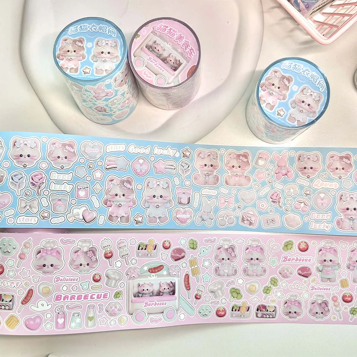 WAKAWAKA Kawaii Kitty Washi Tape Cute Deco Scrapbooking Sticker Tapes Diy Arts Crafts Album Adhesive Decorative Tapes