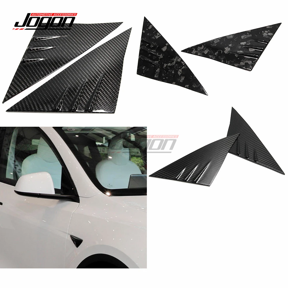 Carbon Fiber Exterior Window A-Pillars Side Window Triangle Anti-Wind Cover Trim For Tesla Model 3 Y 2017-2021 Car Accessories