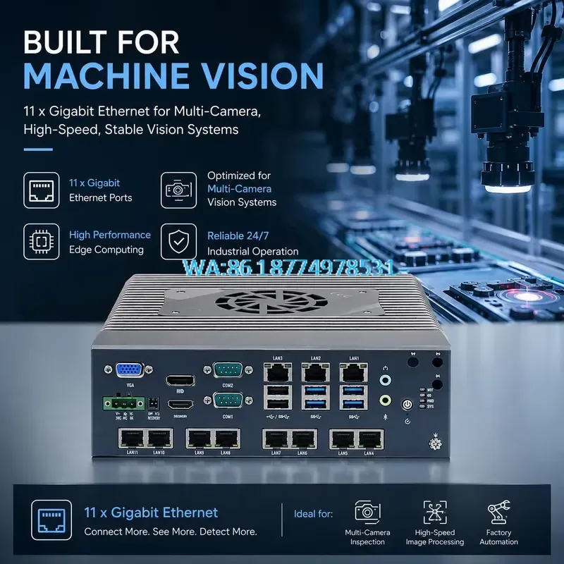 Wmwmnu Industrial Embedded PC with 11 GbE PoE LAN 10th Gen Core i3 i5 i7 Compact Mini Computer for Vision Multi
