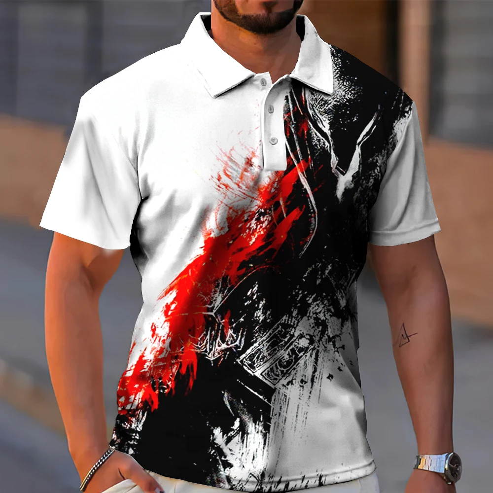 Men\'s Polo Shirt Fashion Stitching Color T Shirt Casual Tops Summer Short Sleeve Sport Wear Oversized Polo Shirts Man Clothes