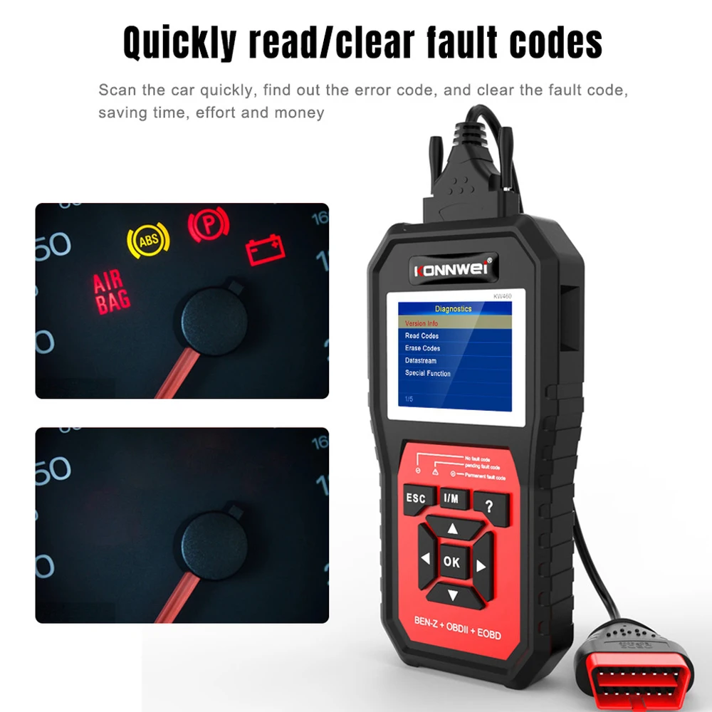 

KONNWEI KW460 OBD2 Diagnostic Scanner ABS Diagnostic Tool Reset Full Systems Diagnostic Tool ABS Airbag for Mercedes-Benz OBDII