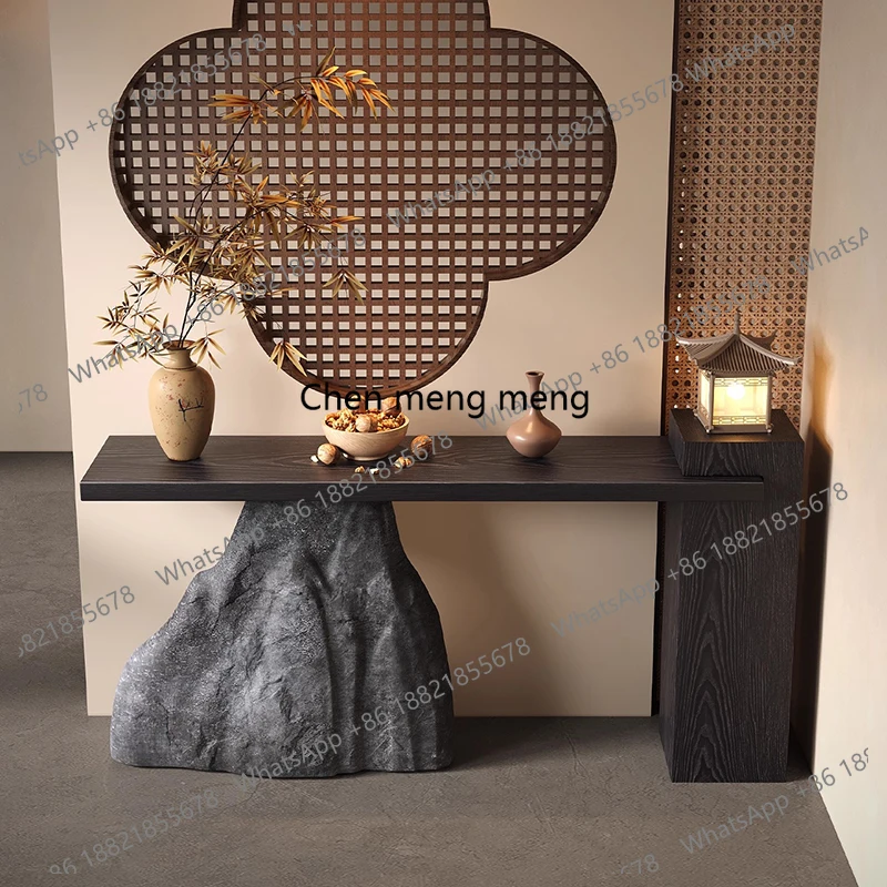 Medieval entrance table Solid wood entrance Simulation end view   Modern simple table Narrow side table