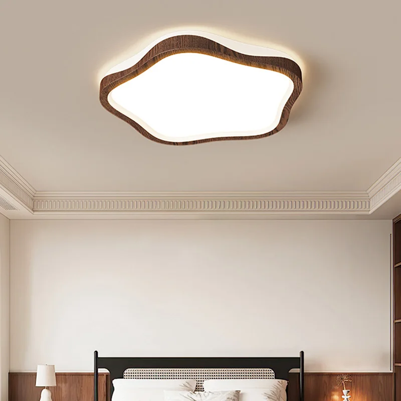 Simple wind mahogany pattern master bedroom ceiling light creative retro modern high-end cream book room lamp