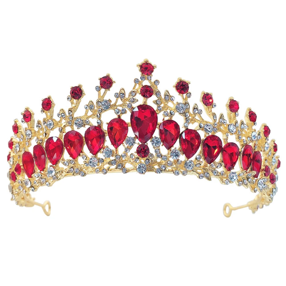 

Rhinestone Crown Hair Accessory Bride Accessories Girls for Holy Communion Red Fashion