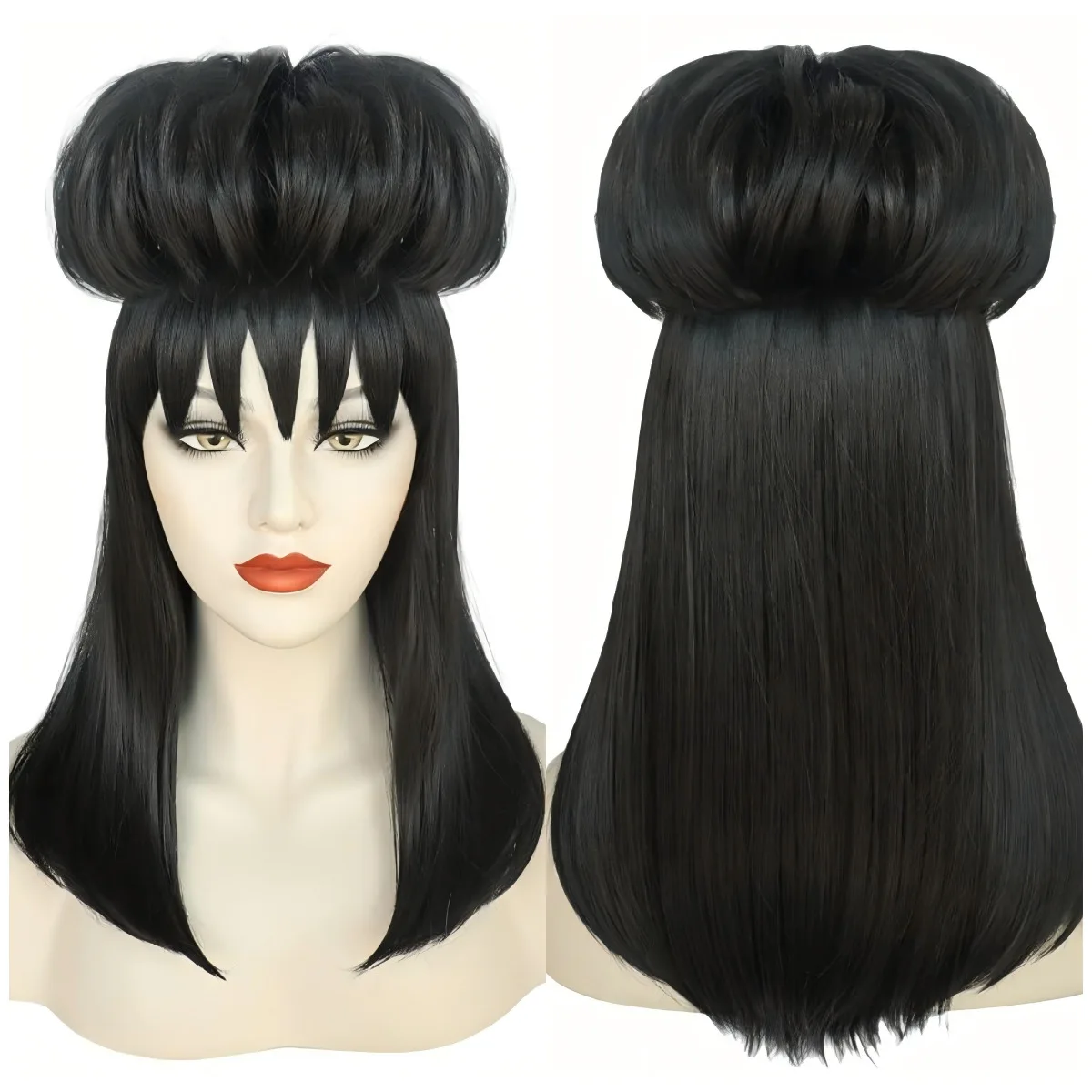 Hades Mage Beetle Juice Lydia Deetz Peluca de cosplay negra Pelucas de cosplay de Halloween Tocados de vestir para fiesta y baile
