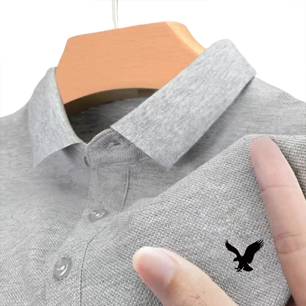 POLO con solapa para hombre, camiseta informal versátil de negocios de alta calidad, transpirable, de manga corta, estampada