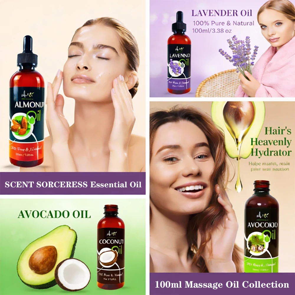 

2026 New 100ml Massage Oils Collection Nourishing Brighten Skin for Relaxing Aromatherapy Spa Brand Essential Oil Festival Gifts
