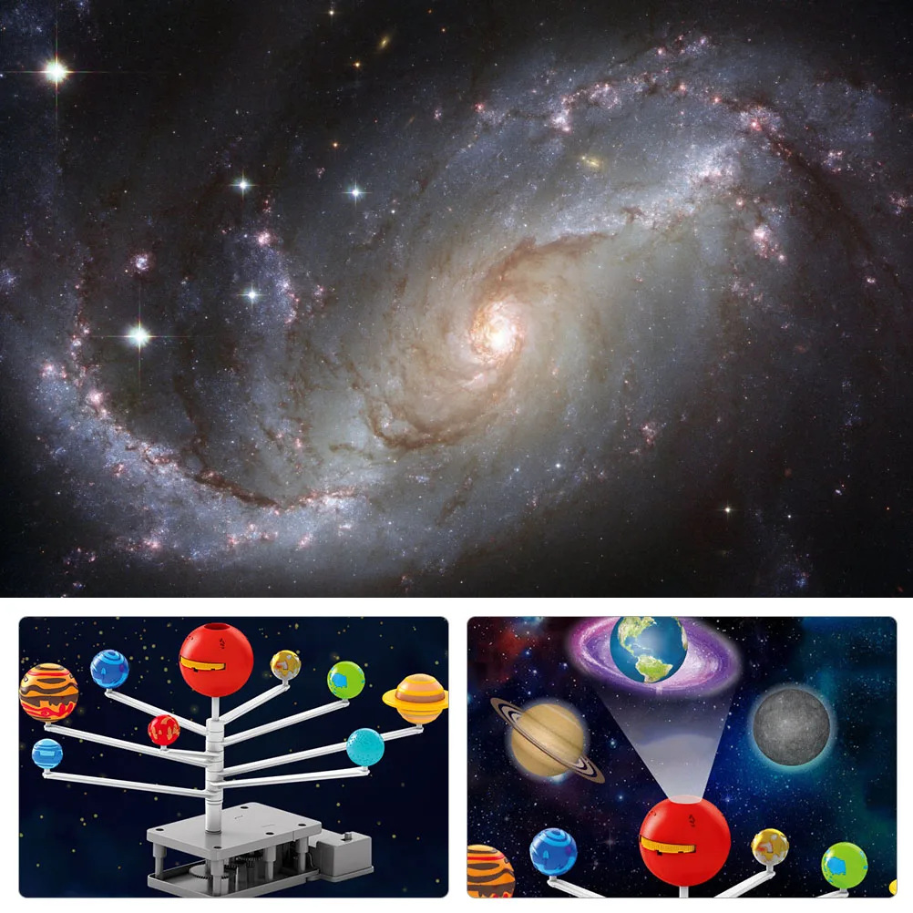1 Set 1 Set Sistem Tata Surya Berputar Sains Pendidikan untuk Anak-anak Dekorasi Desktop Tanpa Mainan Planet Astronomi