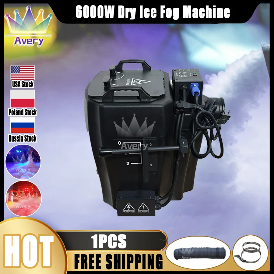 0 Tax 1Pcs 6000W Dry Ice Fog Machine Stage Low Ground DMX512 Smoke Machine For Wedding Events With Pipe And Nozzle