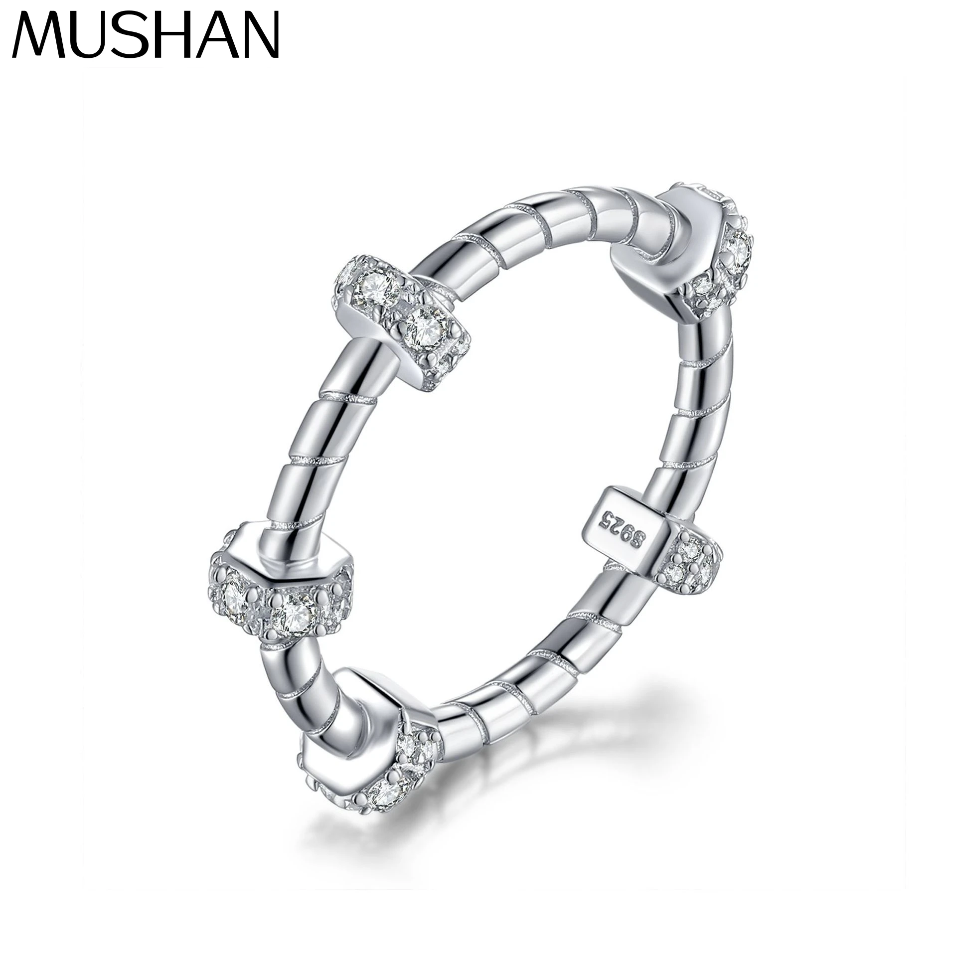 

MuShan Jewelry 925 Sterling Silver Ring Wedding Band High Carbon Diamond Bridesmaid Gift Trendy Style Women Rings Fine Jewelry