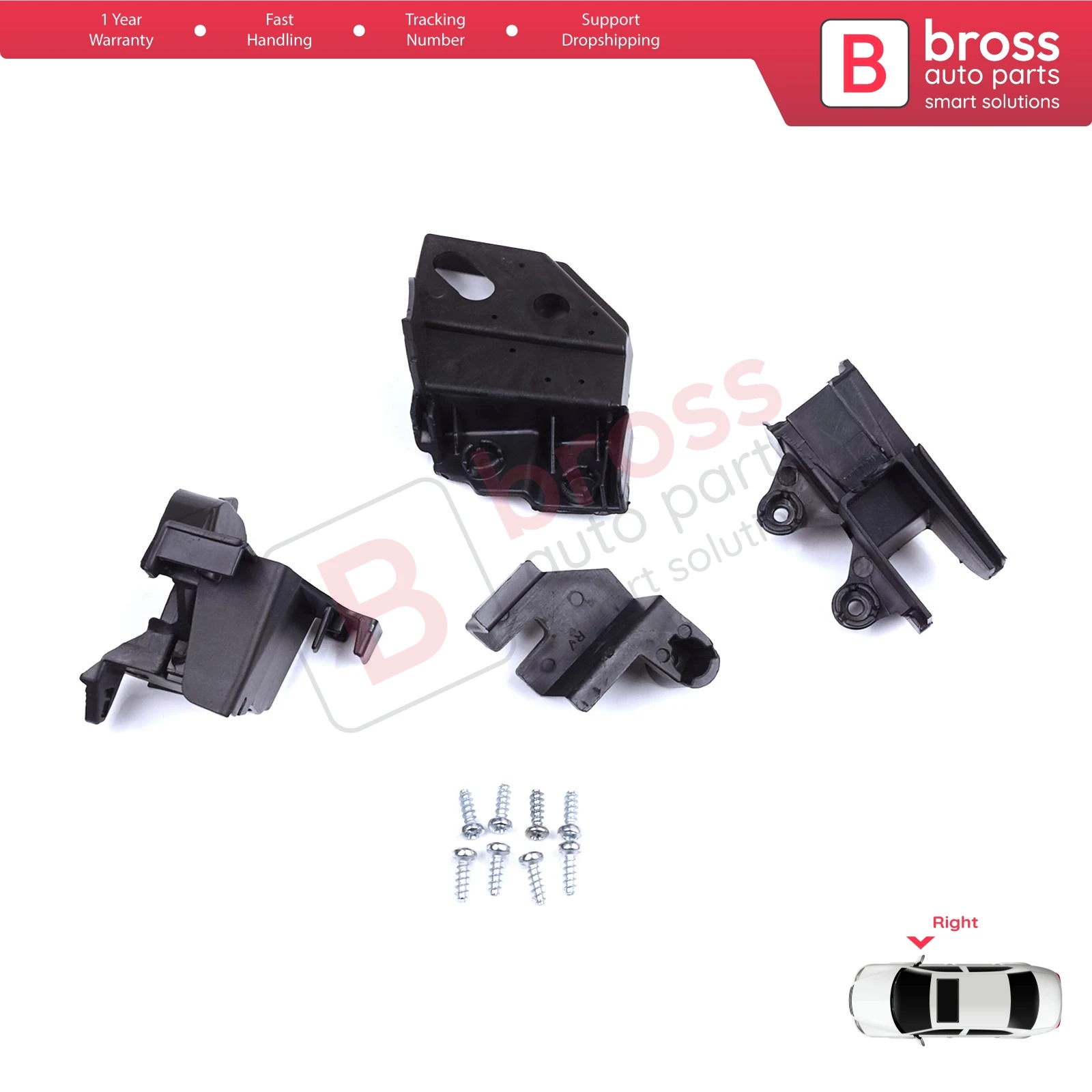 BHL578-2 Headlight Holder Mount Repair Bracket Tab Set Right Side for Peugeot Rifter Partner K9 2018-On 9824198780