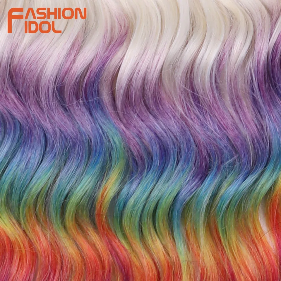 FASHION IDOL Anna 24inch Water Wave Hair Synthetic Braiding Hair Extensions Ombre Rainbow Afro Curl Twist Crochet Hair For Women image 5