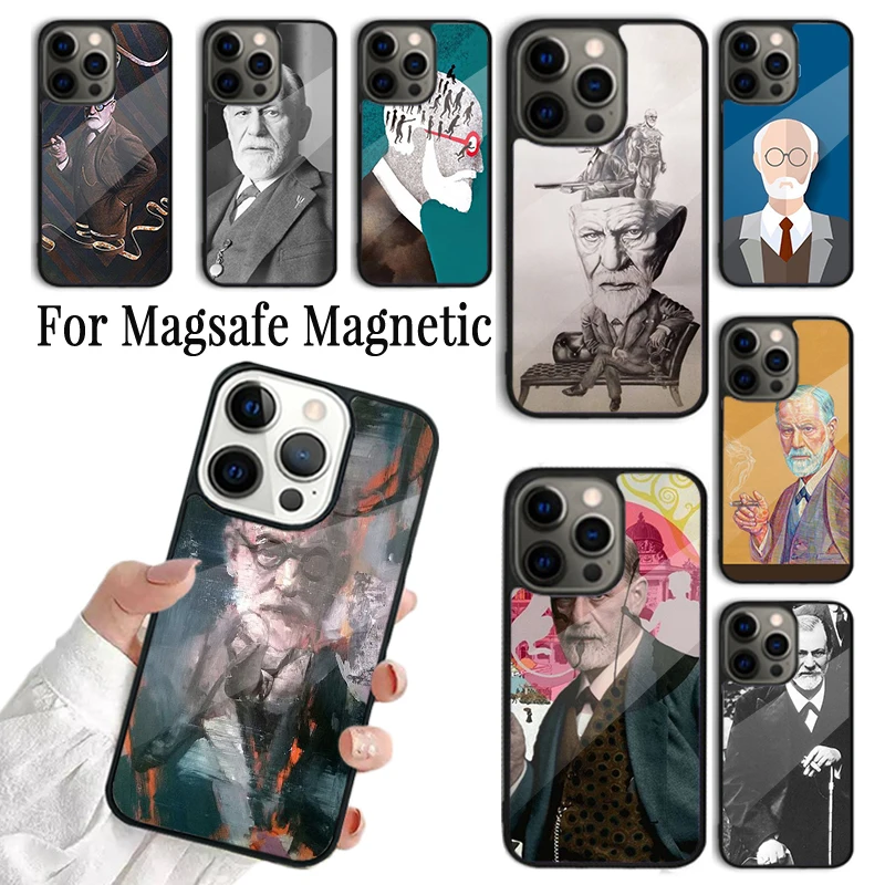 Coque Phone Case For iPhone 16 15 14 13 12 Mini 11 Pro Max Plus Magsafe Magnetic Wireless Charging Cover Sigmund Freud