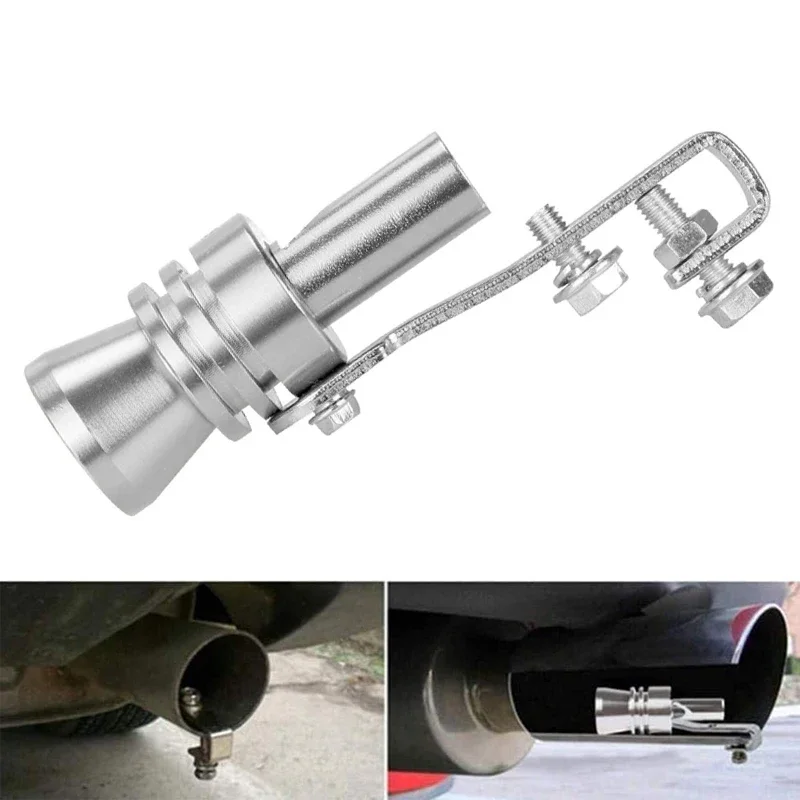 Universal motorcycle car aluminum turbine sound whistle exhaust muffler pipe simulator whistle silver