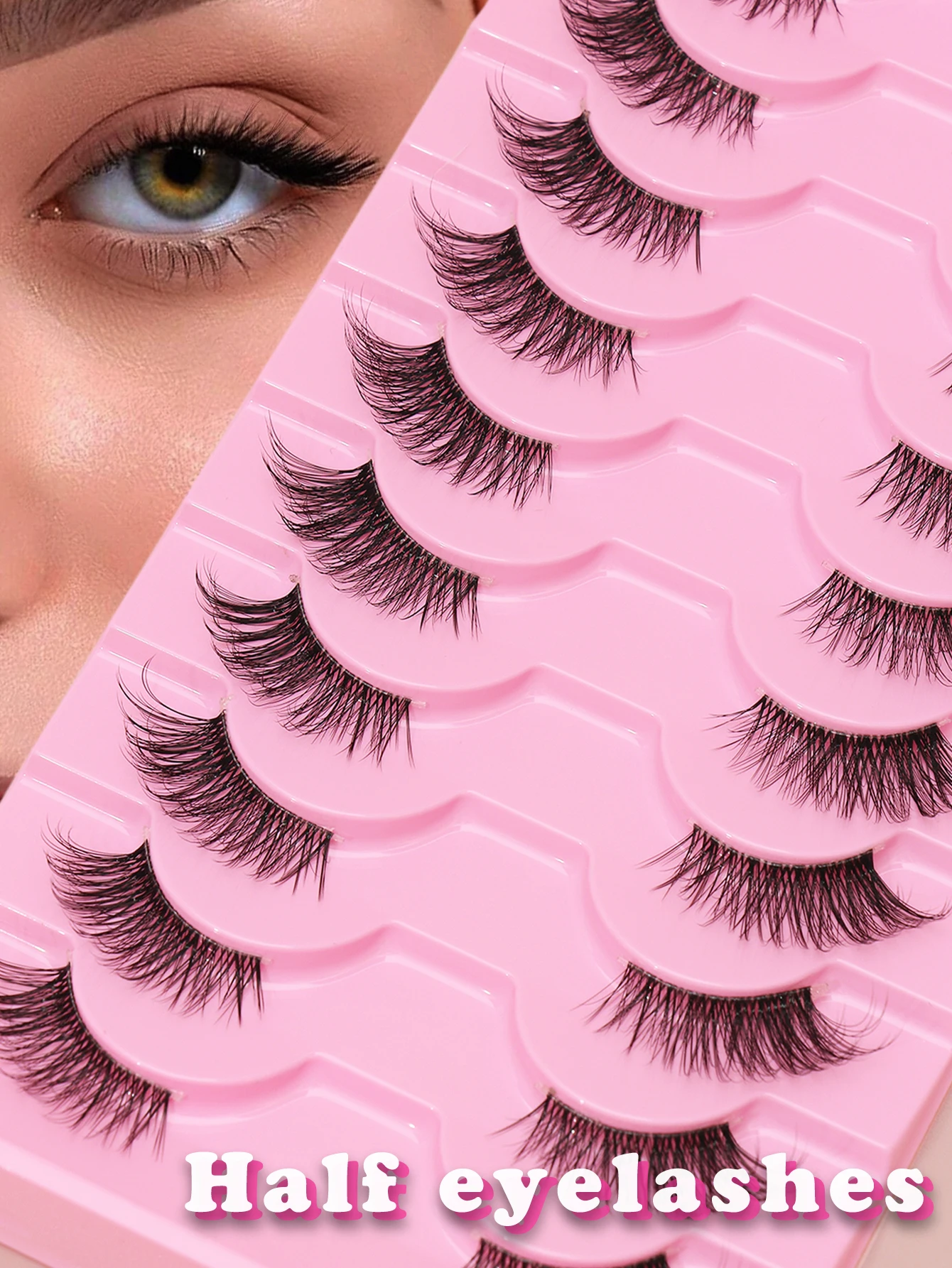 10ペアの半天然ふわふわで柔らかい3Dミンクアイマルチレイヤーまつげ、パーティー、クラブ、日常の仕事に最適