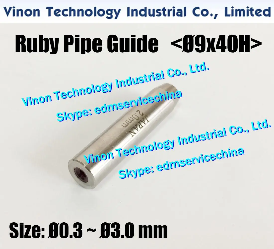 

Electrode Tube Ruby Guide Ø0.3-Ø3.0mm (D9x40H) Stainless Steel Case+Ruby Insert.edm Drill Pipe Guide for Small Hole EDM Machine