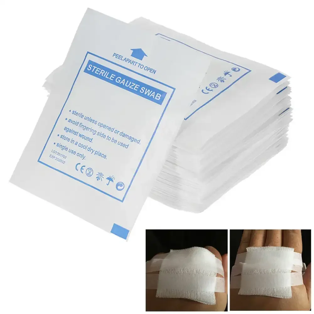 20Pcs 8 Layers Cotton Wounds Dressing Pads 5cm 7.5cm 10cm First Aid High-quality Individually Wrapped Gauze Disposable Bandage