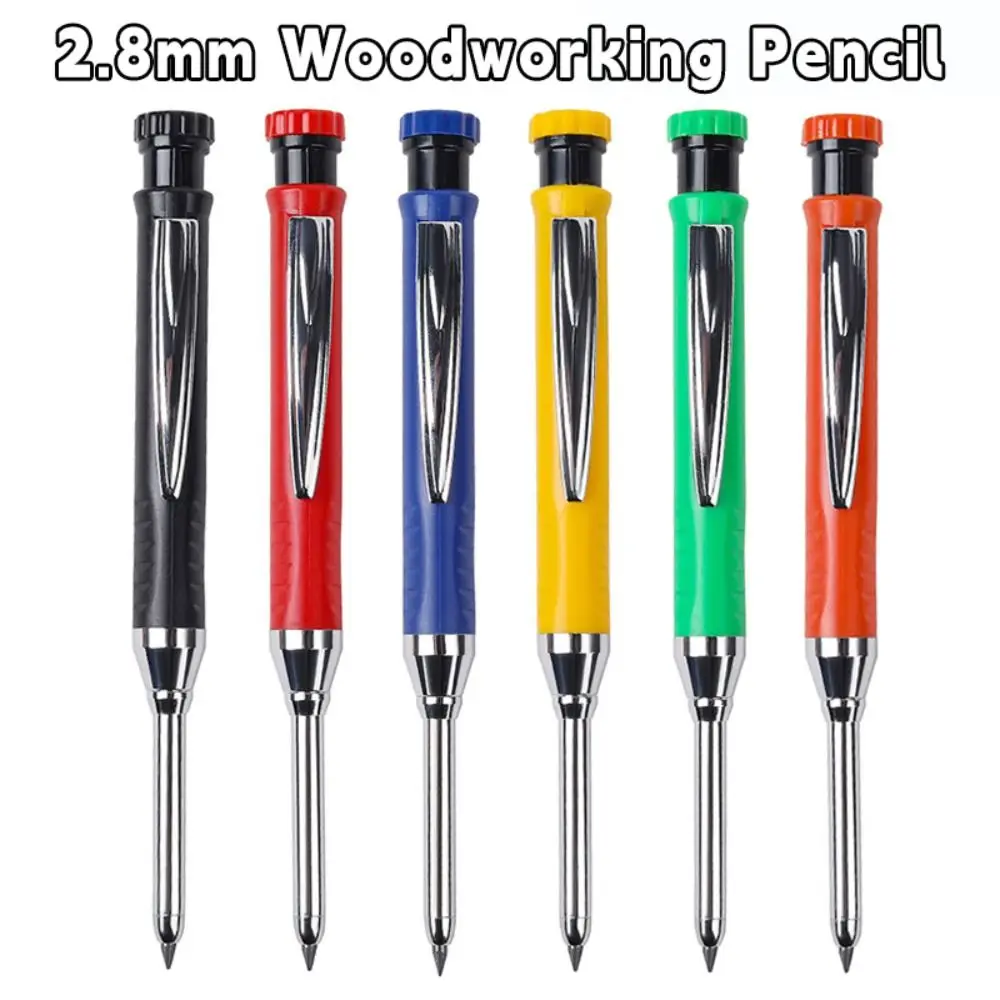 

2.8mm Mechanical Pencil Built-in Sharpener Long Head Solid Carpenter Pencil Metal Deep Hole Marking Woodworking Marking Tool
