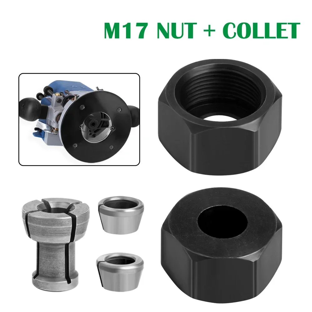 M17 6/6.35/8mm Collet Chuck Adapter With Nut Engraving Trimming Machine Router Electric Router Milling Cutter Accessories