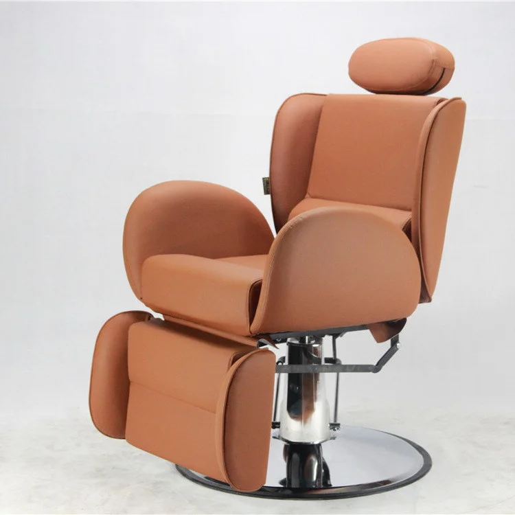 Kisen new Comfortable Ergonomic Hair Salon Hydraulic Pump Synthetic Leather Reclining Barber Chair Lay Down Without Foot Pedal