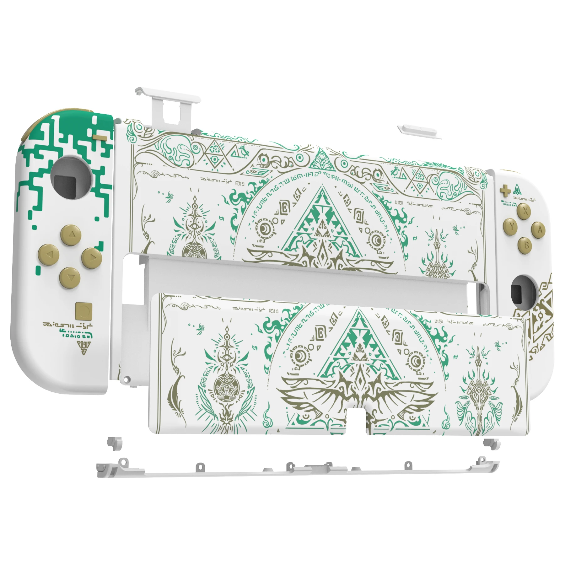 eXtremeRate Full Set Shell for Nintendo Switch OLED, Back Plate Kickstand & Buttons - Totem of Kingdom & Splattering Paint